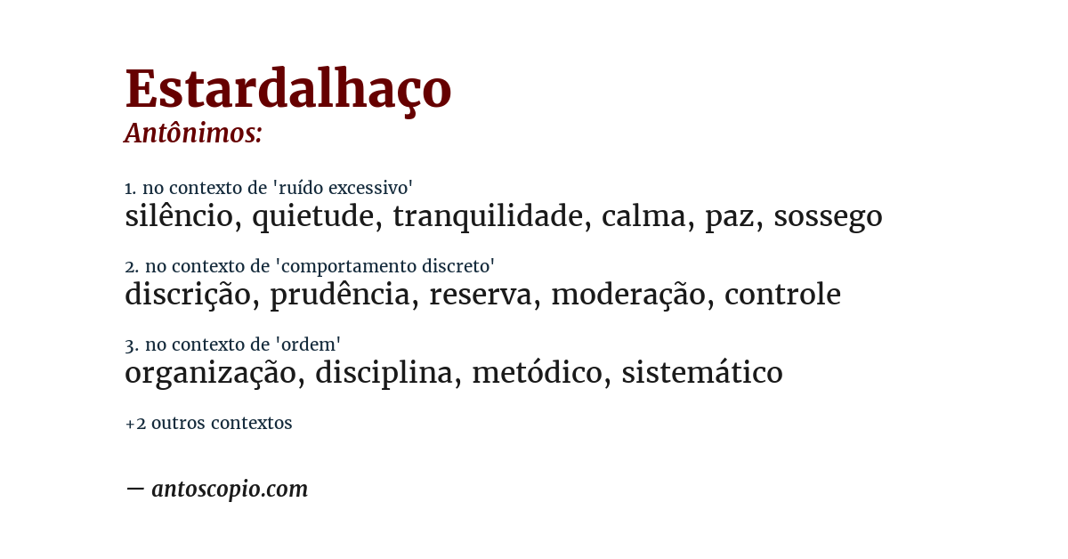 Antônimo de estardalhaço
