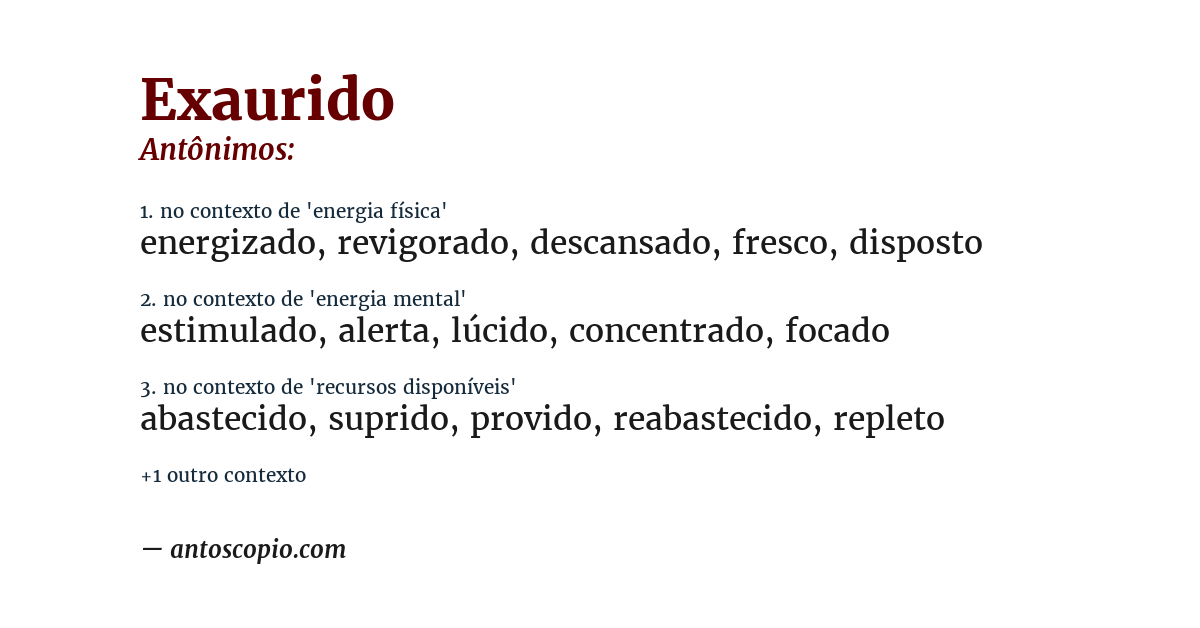 Antônimo de exaurido