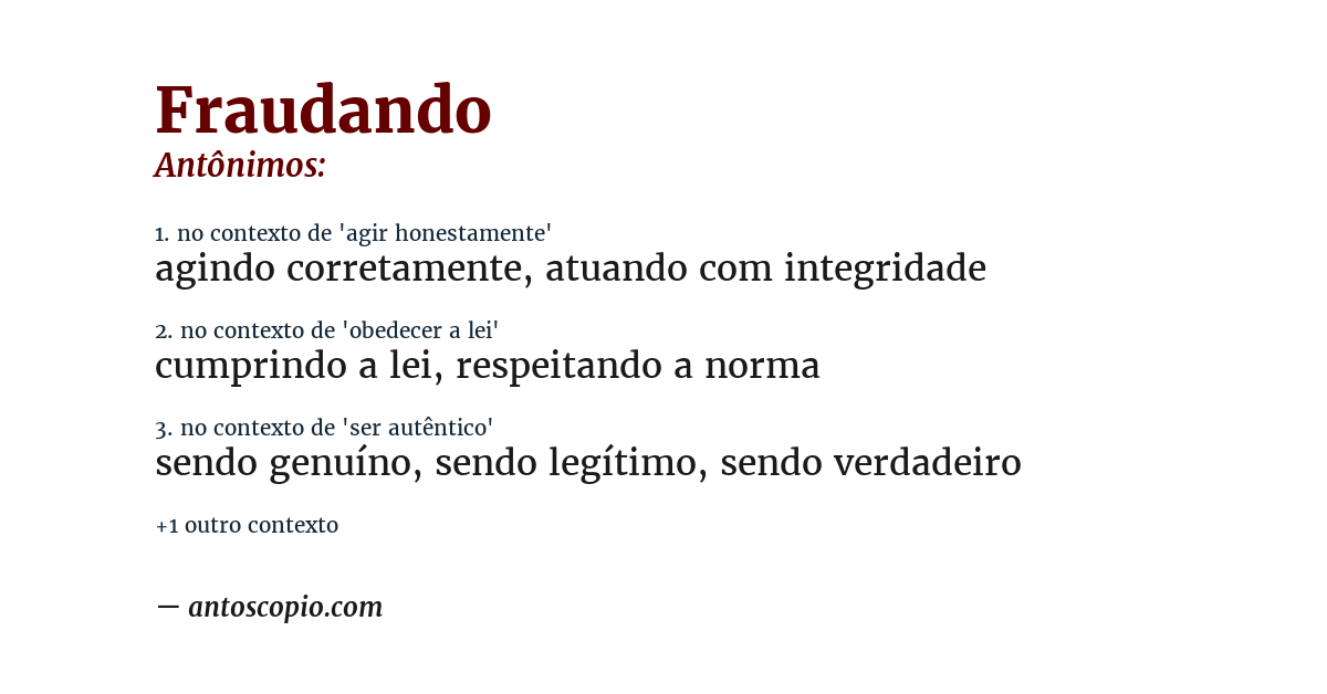 Antônimo de fraudando