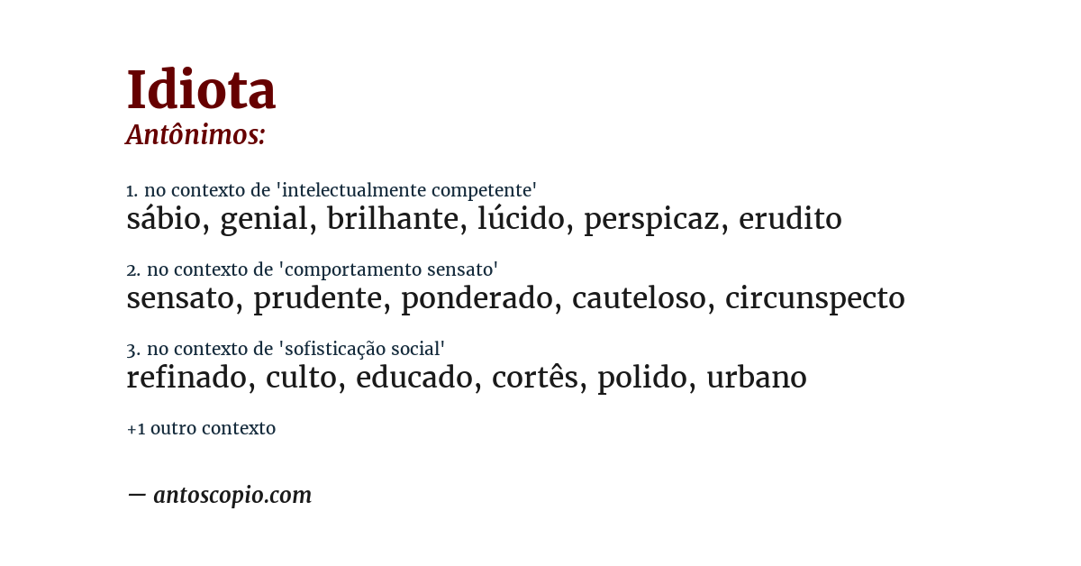 Antônimo de idiota