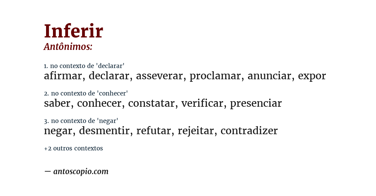 Antônimo de inferir