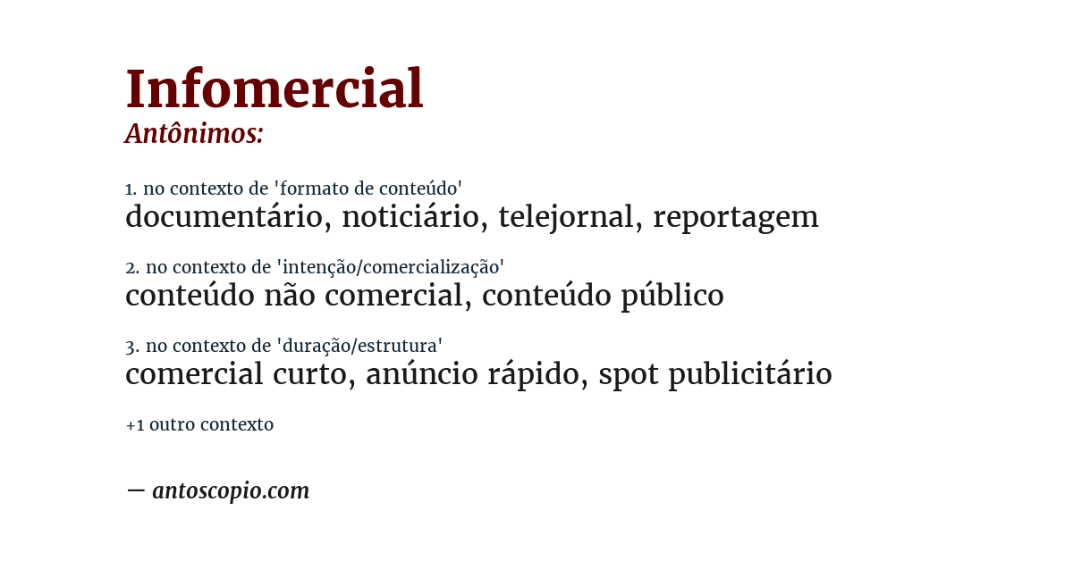Antônimo de infomercial