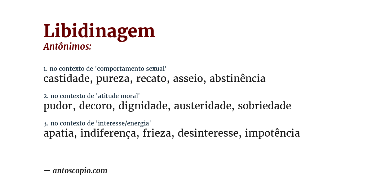 Antônimo de libidinagem