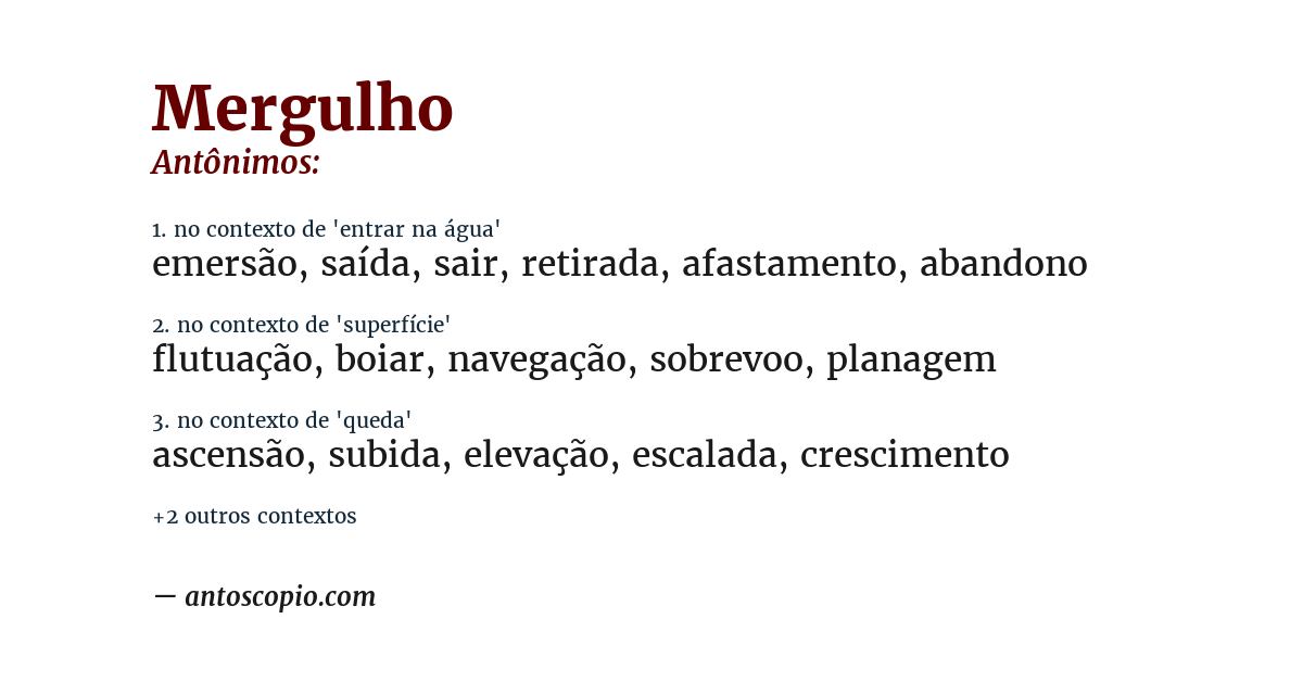 Antônimo de mergulho