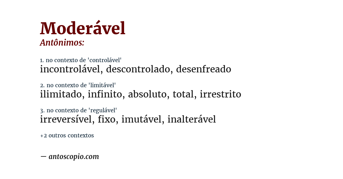 Antônimo de moderável