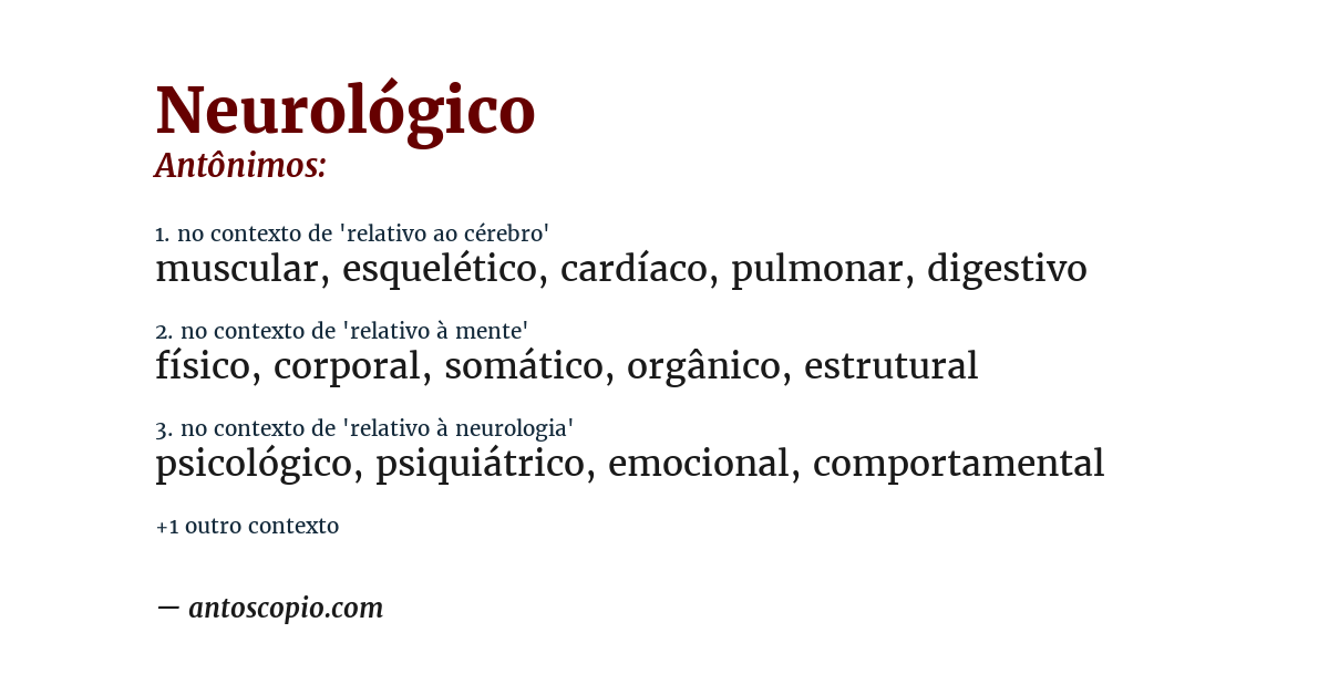 Antônimo de neurológico