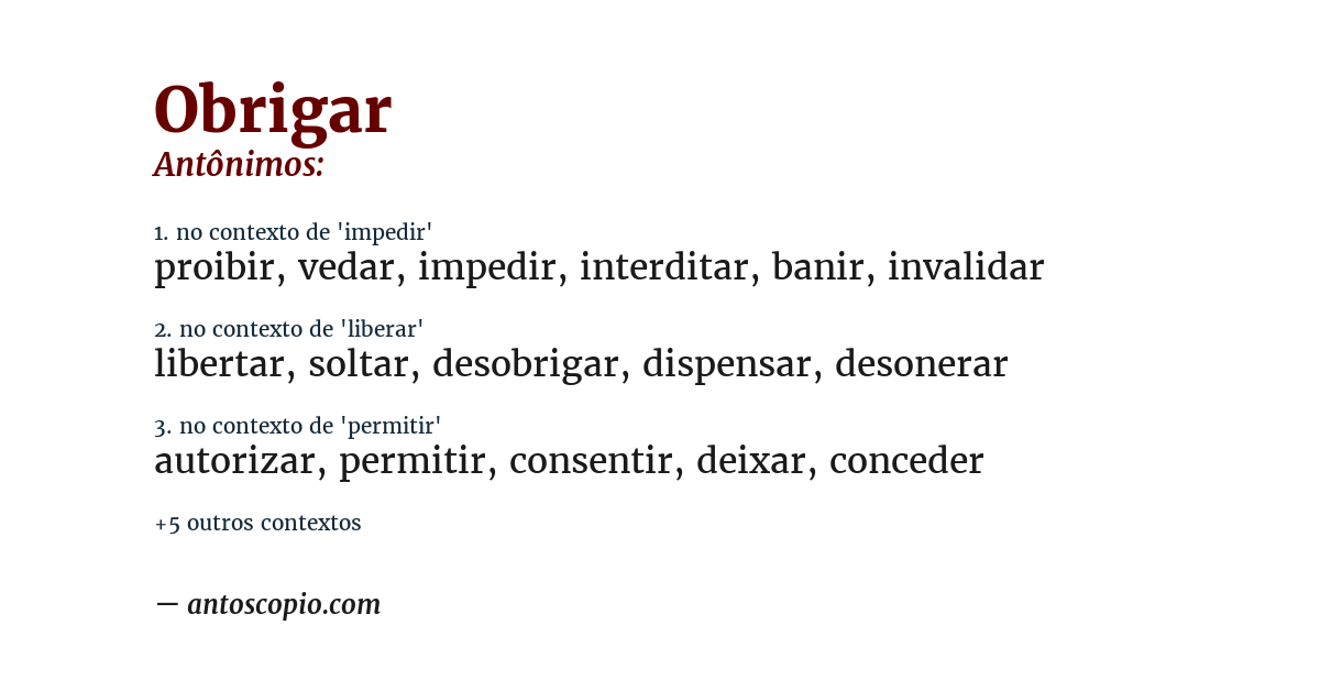 Antônimo de obrigar