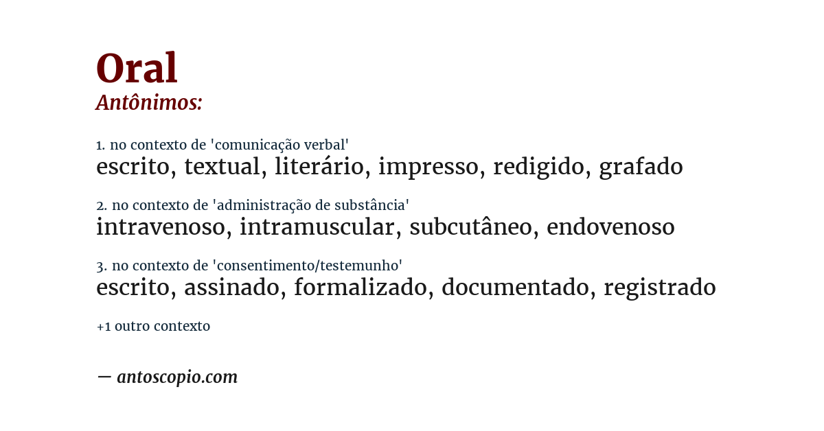 Antônimo de oral
