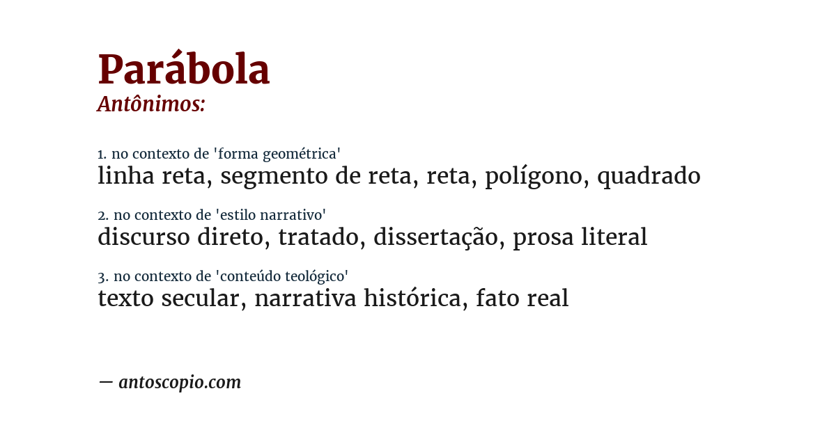 Antônimo de parábola