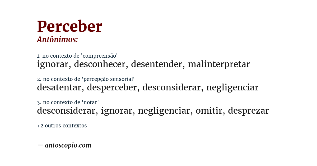 Antônimo de perceber