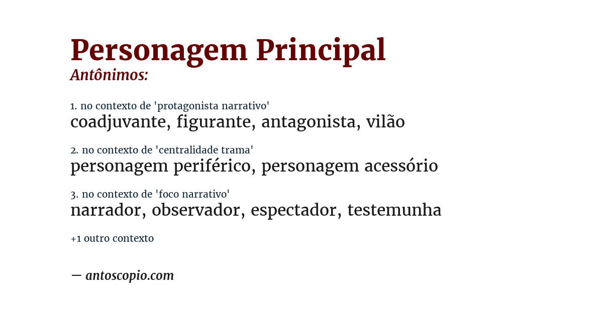 Antônimo de personagem principal