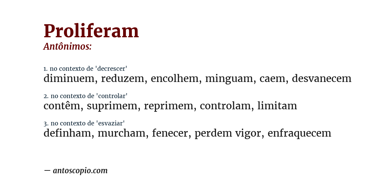 Antônimo de proliferam