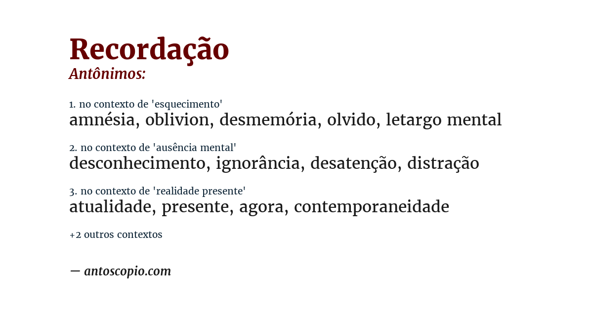 Antônimo de recordação