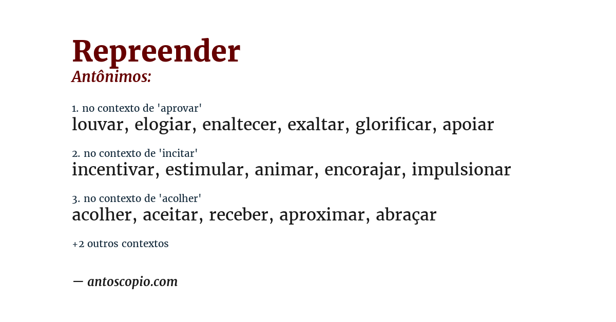 Antônimo de repreender