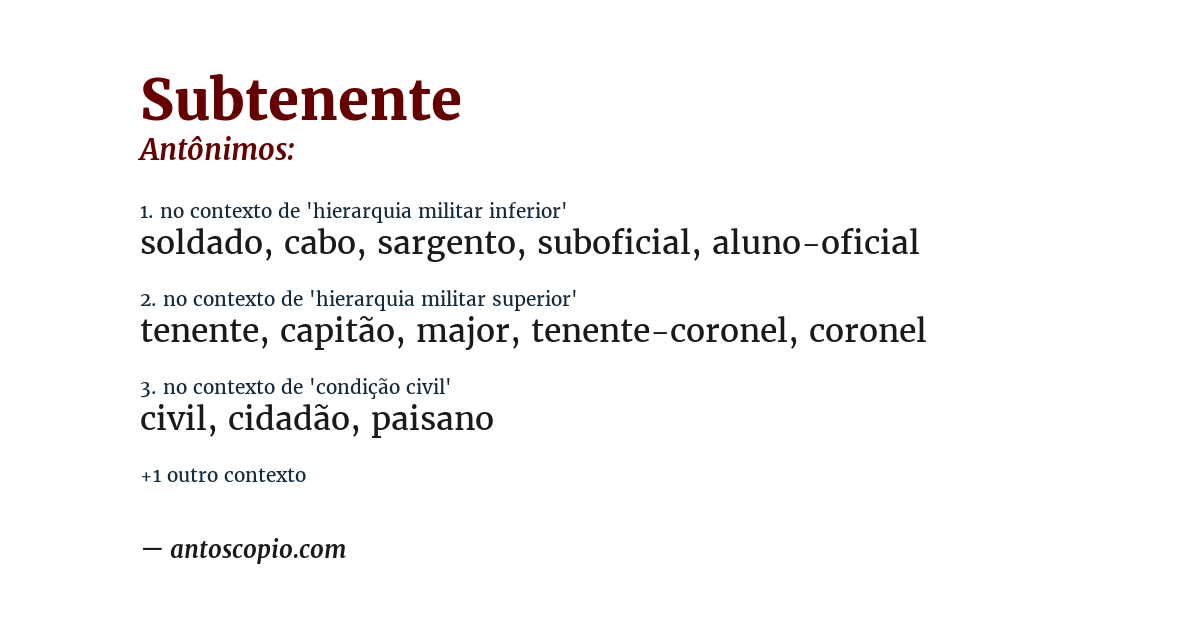 Antônimo de subtenente