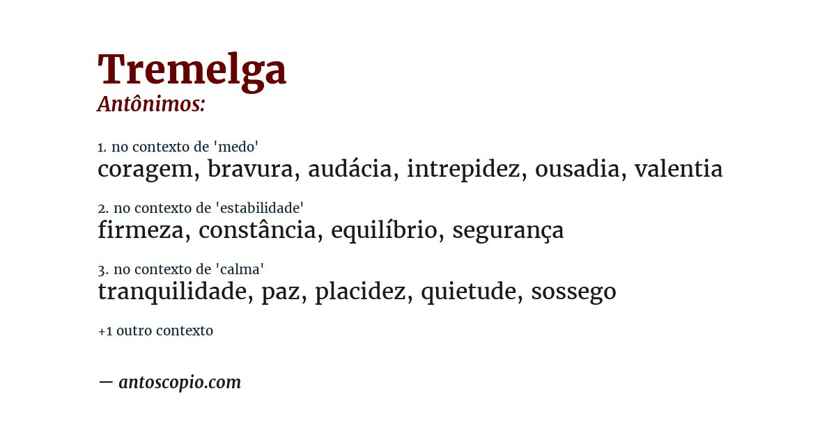 Antônimo de tremelga