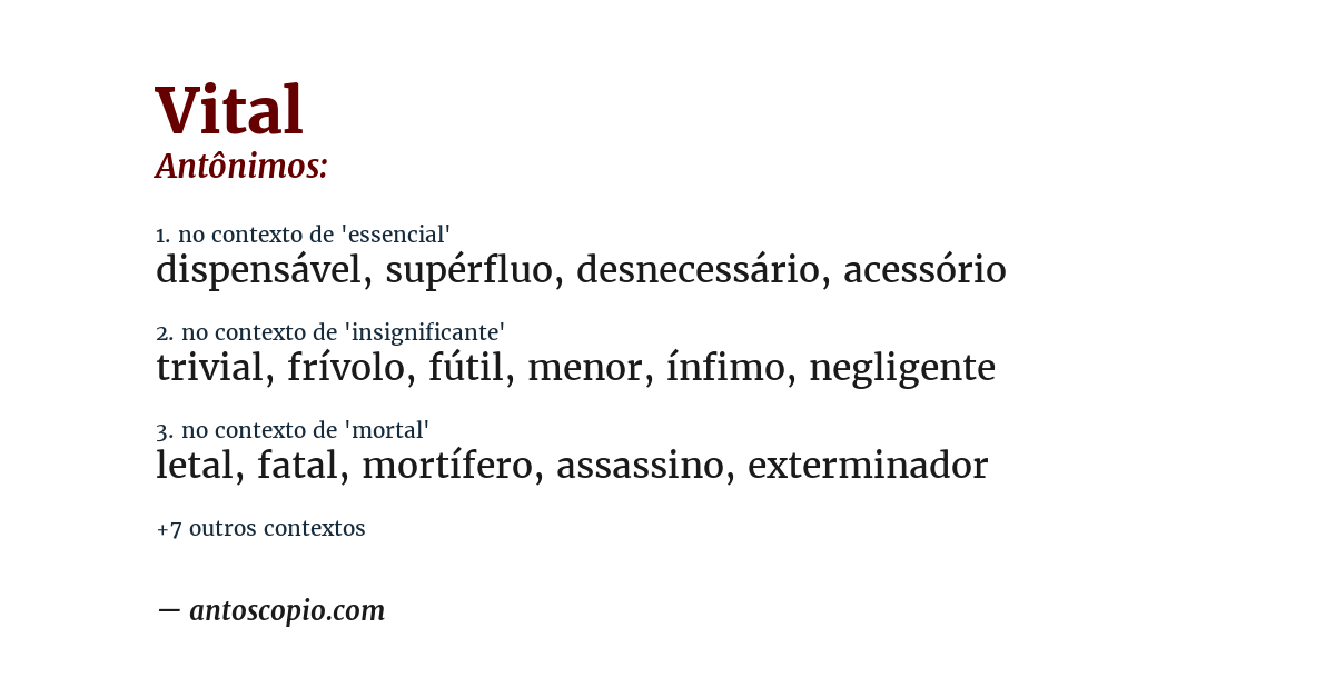 Antônimo de vital