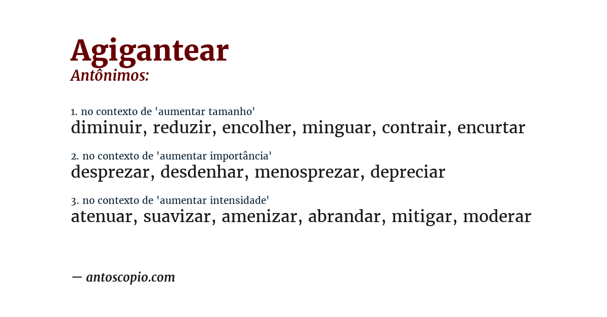 Antônimo de agigantear