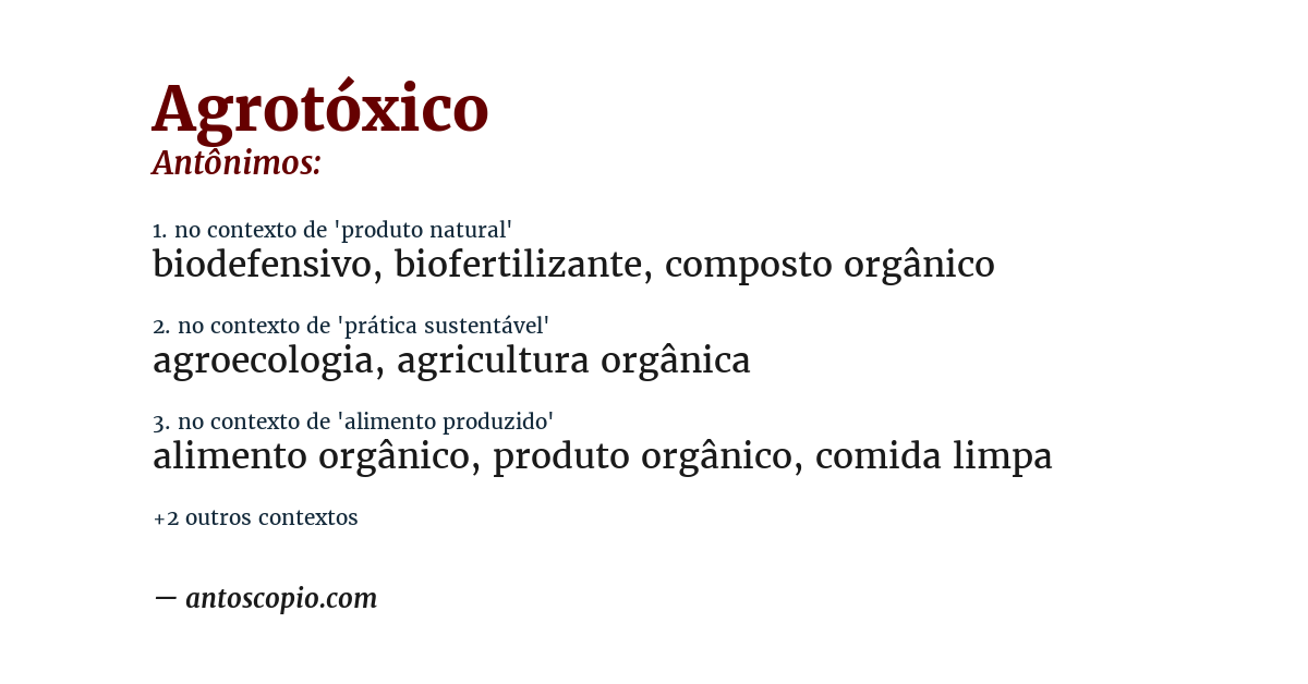 Antônimo de agrotóxico