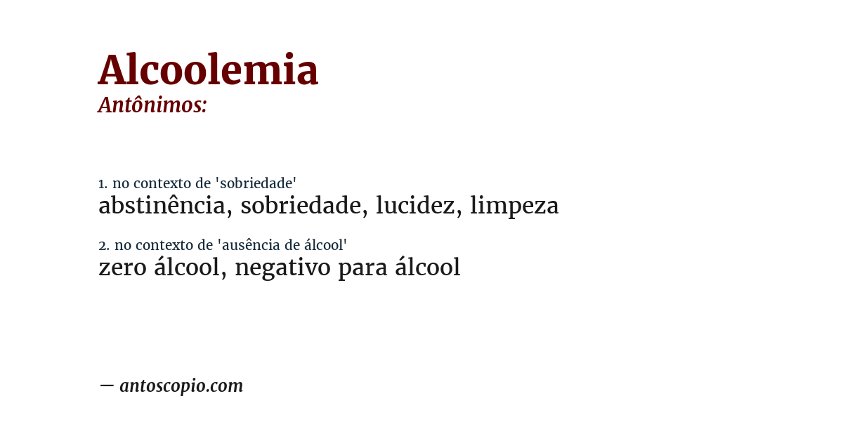 Antônimo de alcoolemia