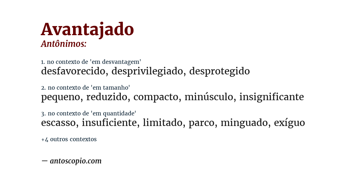 Antônimo de avantajado
