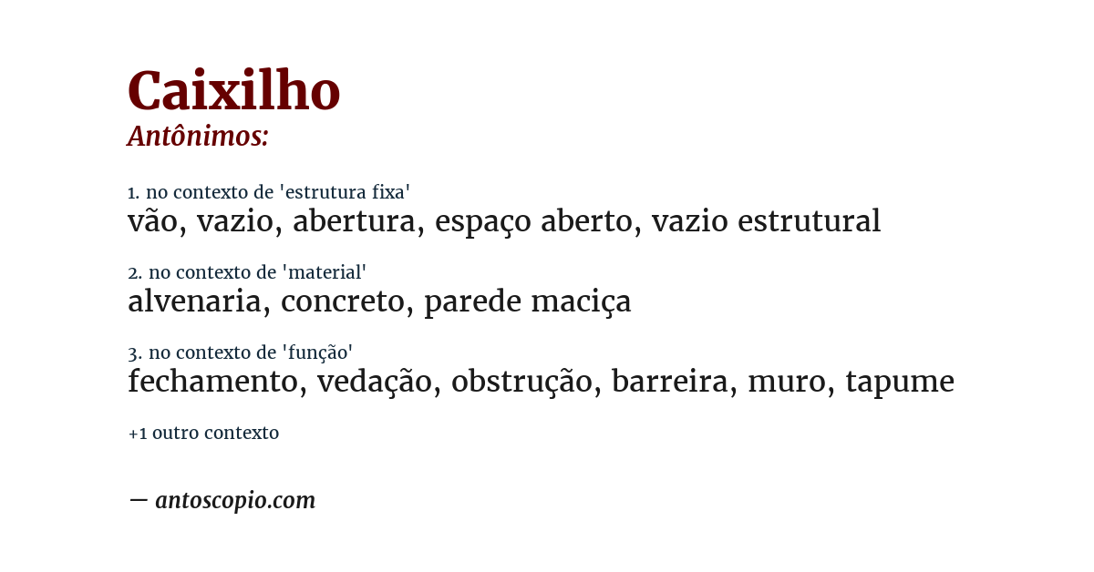 Antônimo de caixilho