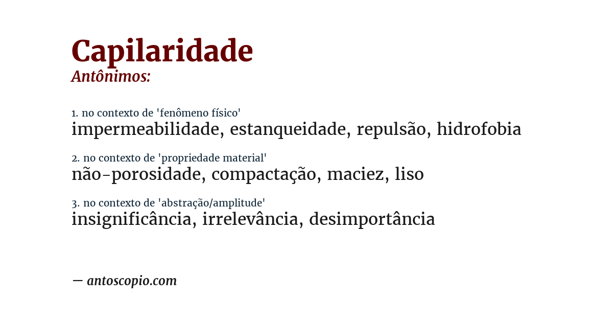 Antônimo de capilaridade