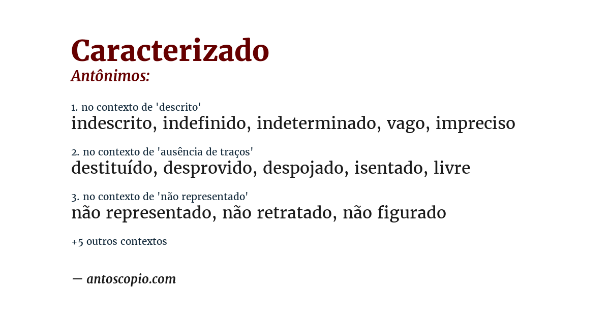 Antônimo de caracterizado