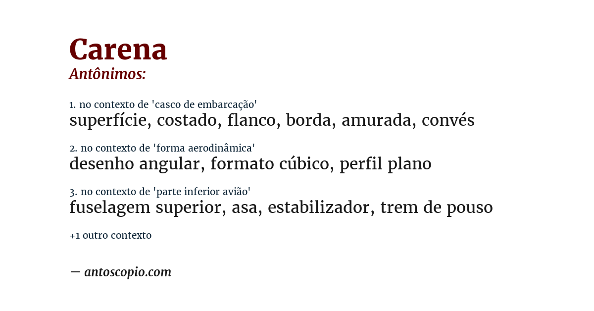 Antônimo de carena