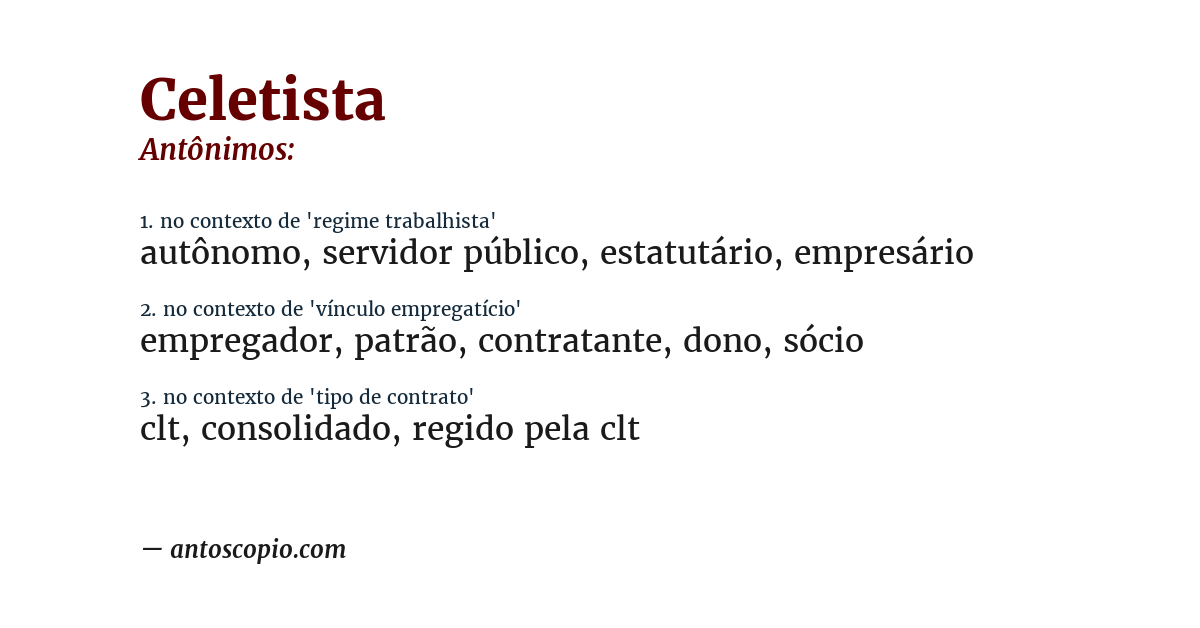 Antônimo de celetista