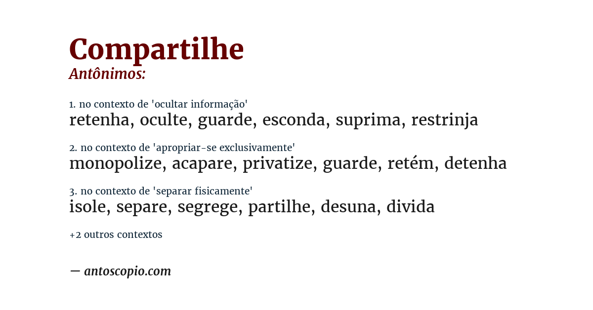 Antônimo de compartilhe