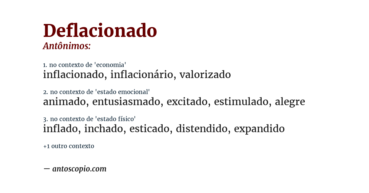 Antônimo de deflacionado