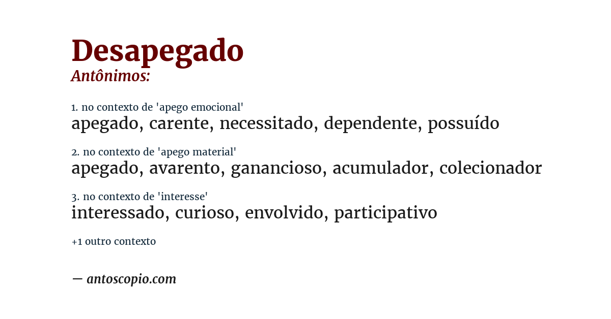 Antônimo de desapegado