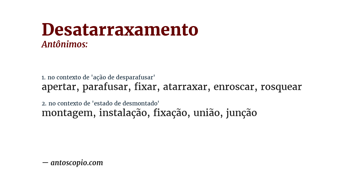 Antônimo de desatarraxamento