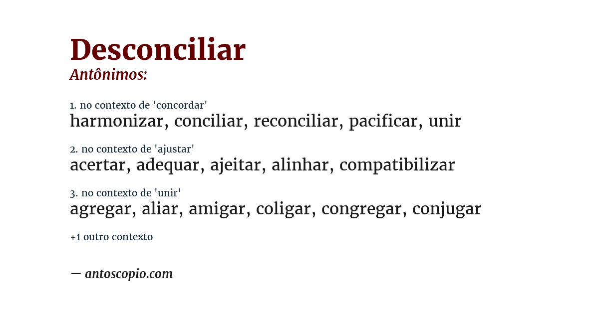 Antônimo de desconciliar