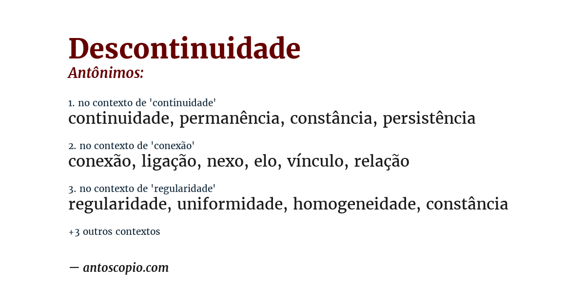 Antônimo de descontinuidade