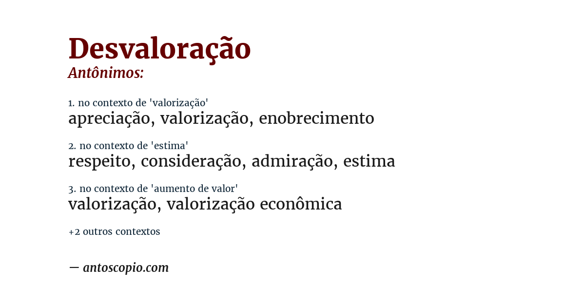 Antônimo de desvaloração