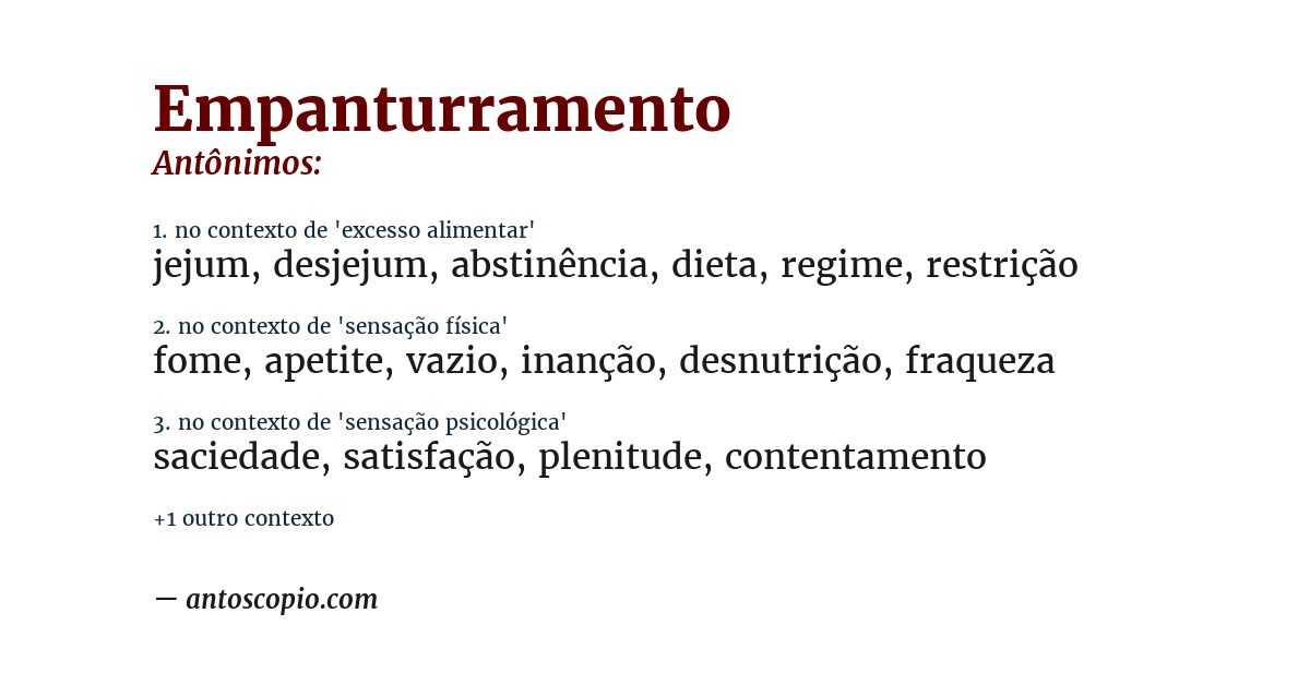 Antônimo de empanturramento