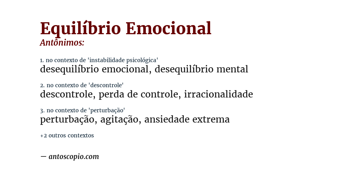 Antônimo de equilíbrio emocional