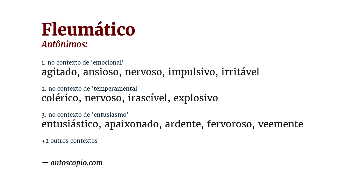 Antônimo de fleumático