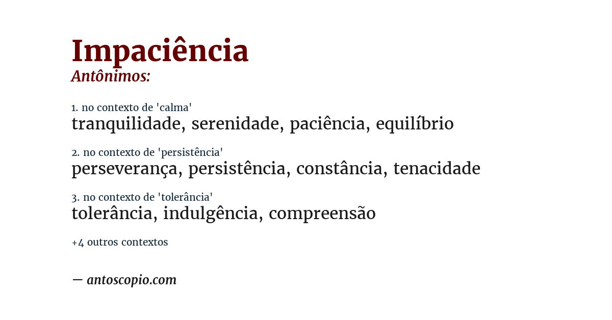 Antônimo de impaciência