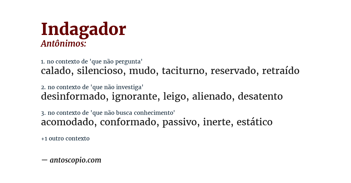 Antônimo de indagador