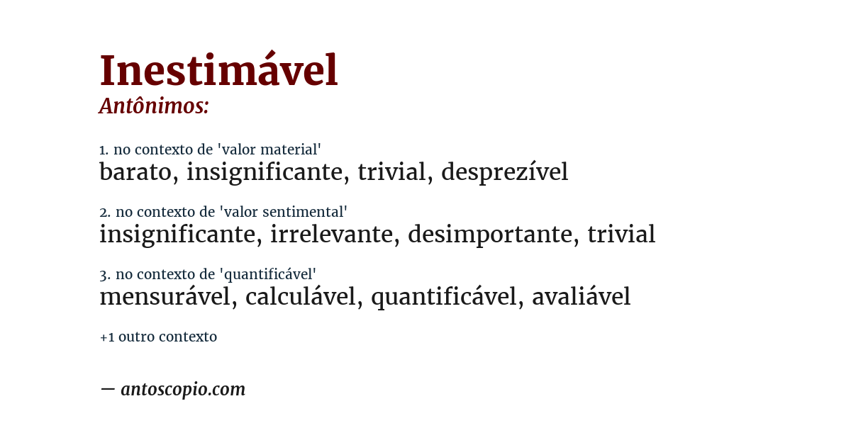 Antônimo de inestimável