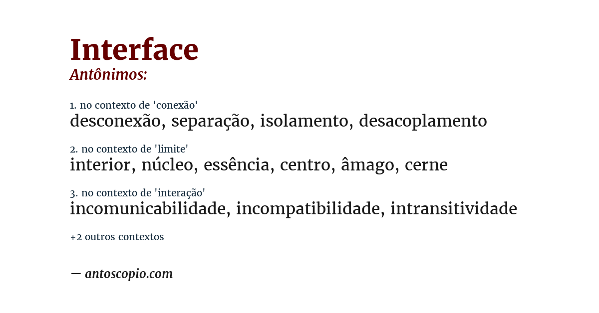 Antônimo de interface