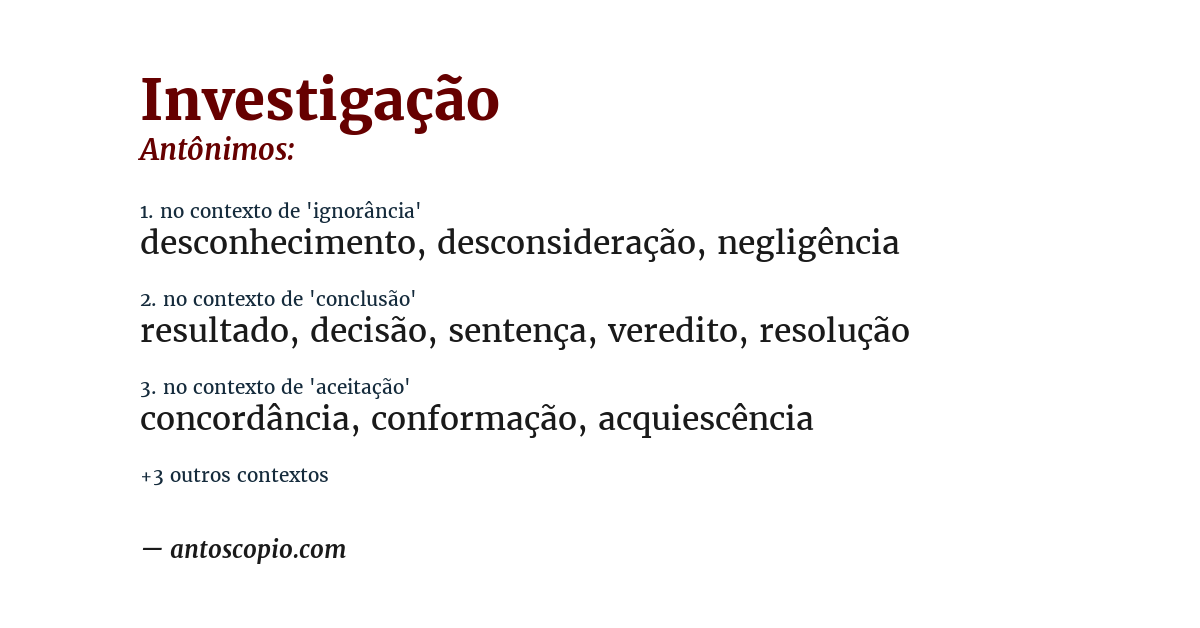 Antônimo de investigação
