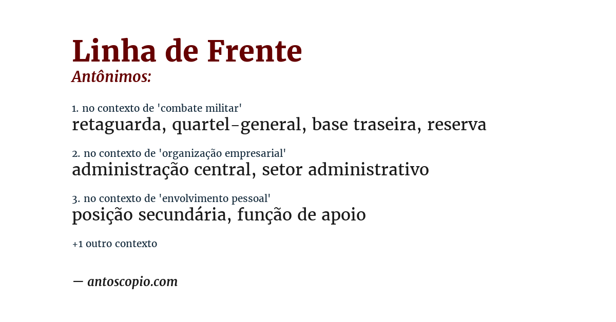 Antônimo de linha de frente