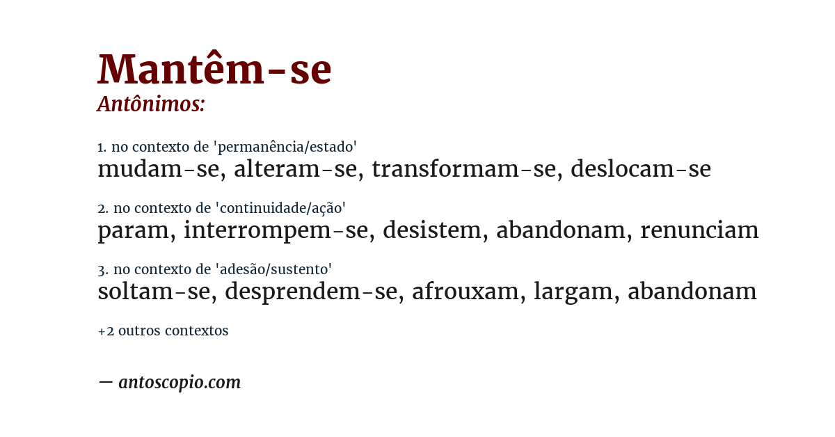 Antônimo de mantêm-se