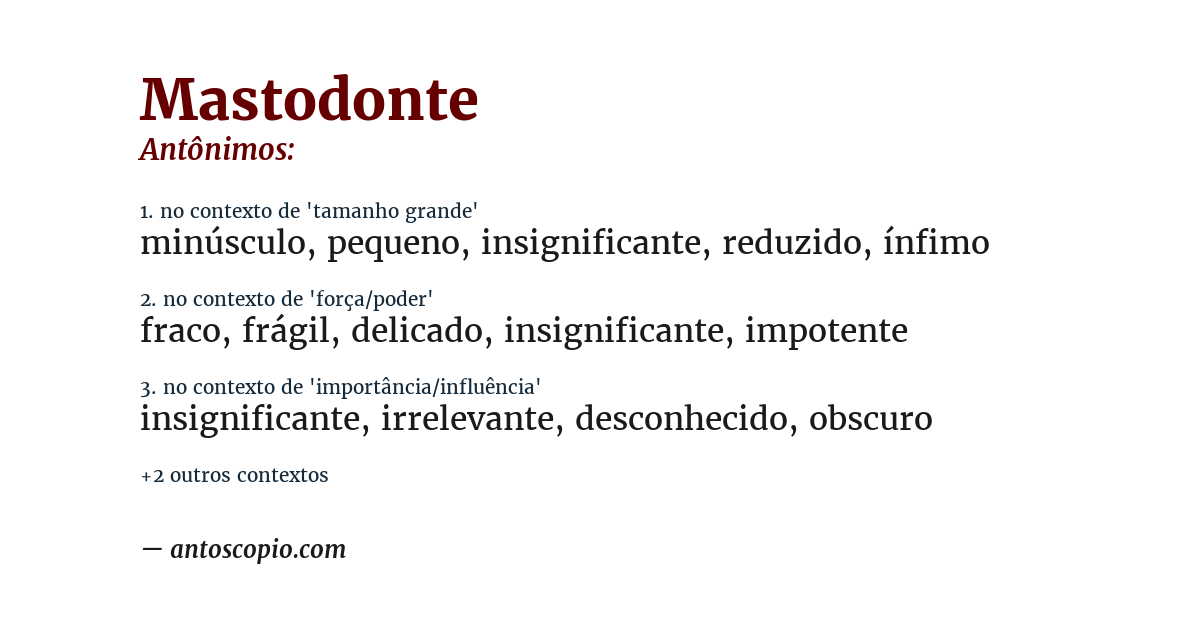 Antônimo de mastodonte