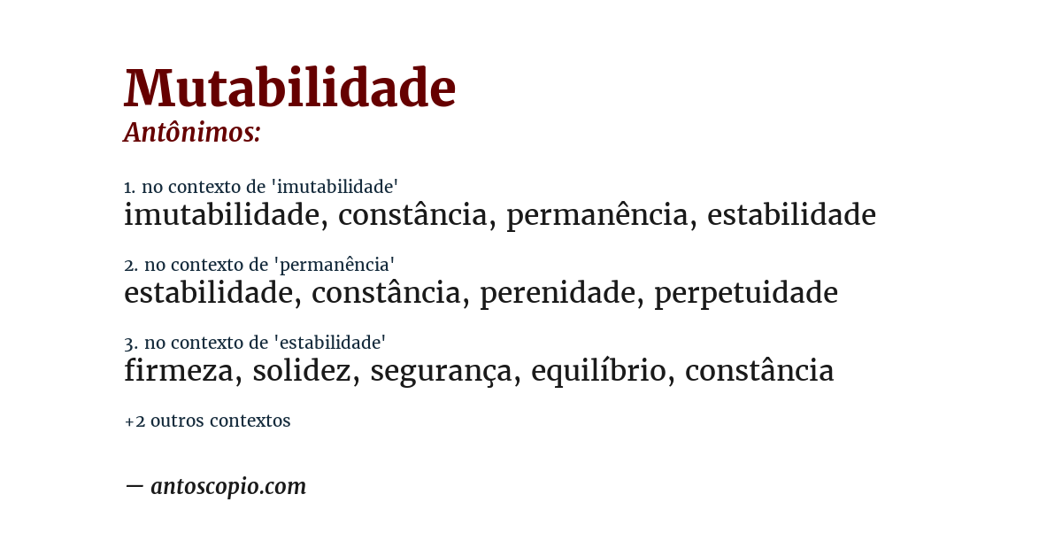 Antônimo de mutabilidade