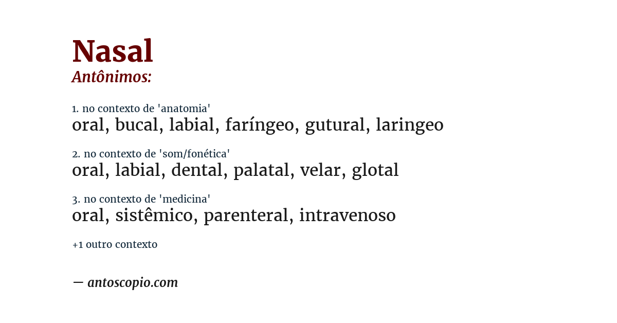 Antônimo de nasal